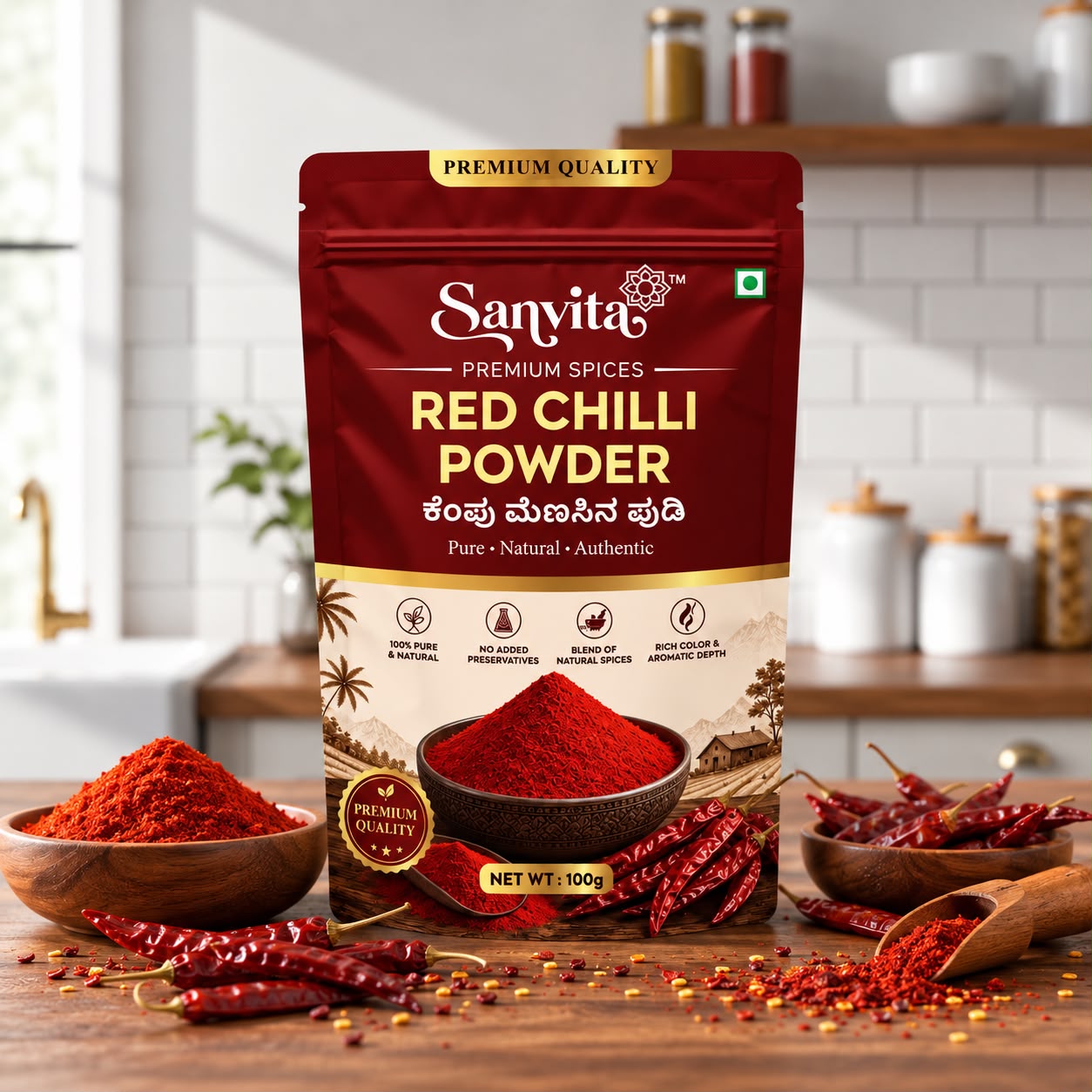 Sanvita Red Chilli Powder retail pouch