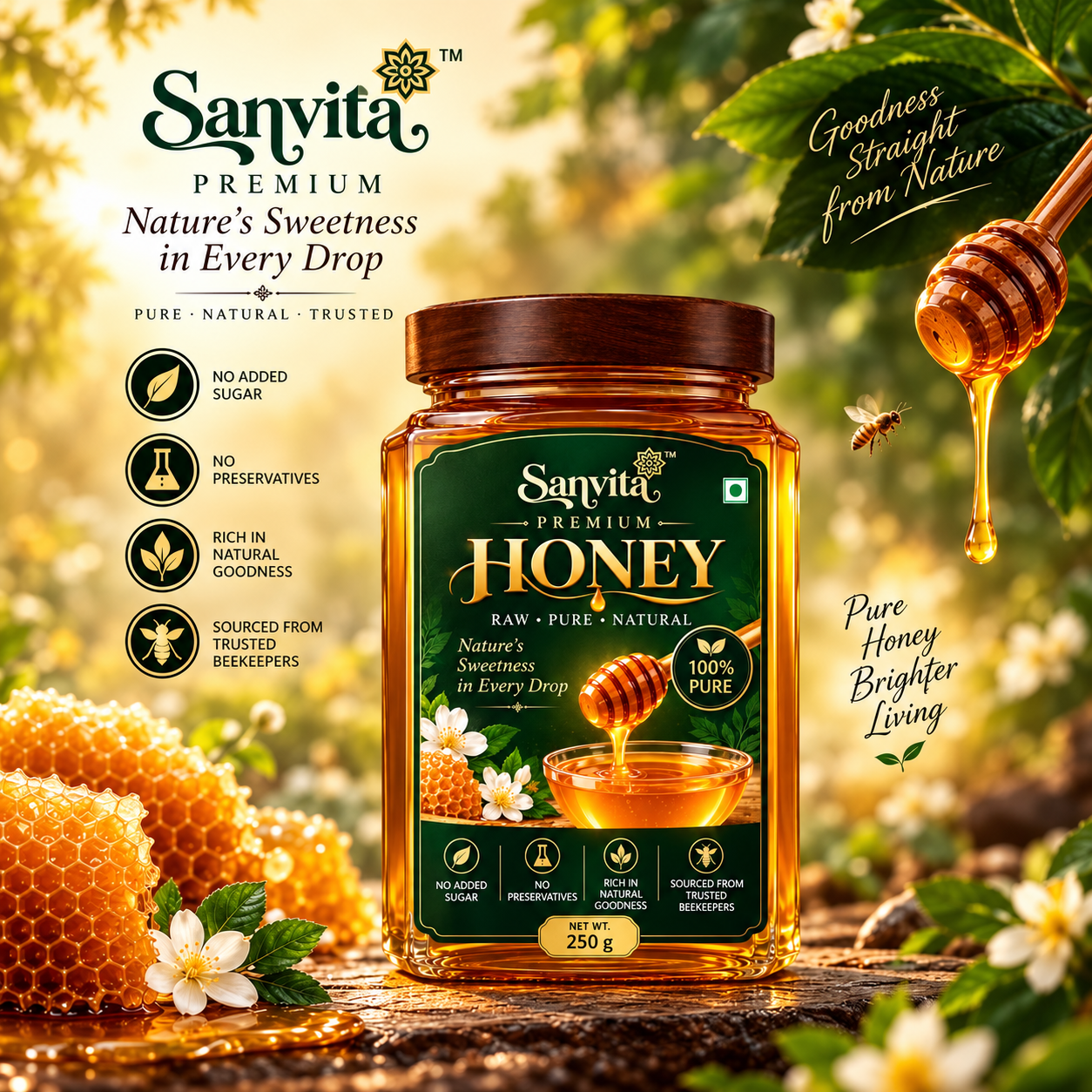 Sanvita Premium Honey 250g glass jar